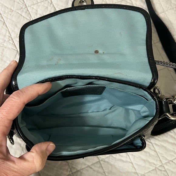 Coach Black Patent Leather Handbag Purse Penny Turn Lock Very Clean - Picture 5 of 6